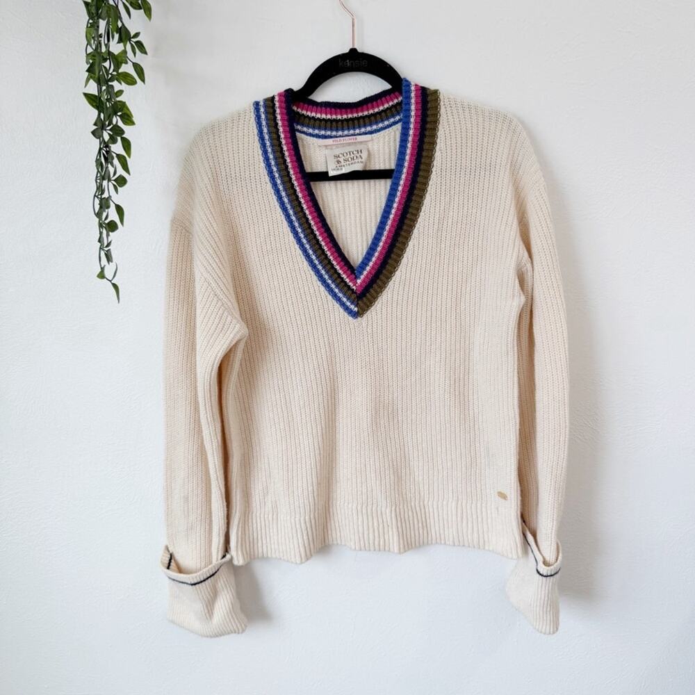 Scotch & Soda V-Neck Crochet Sweater Sz M
